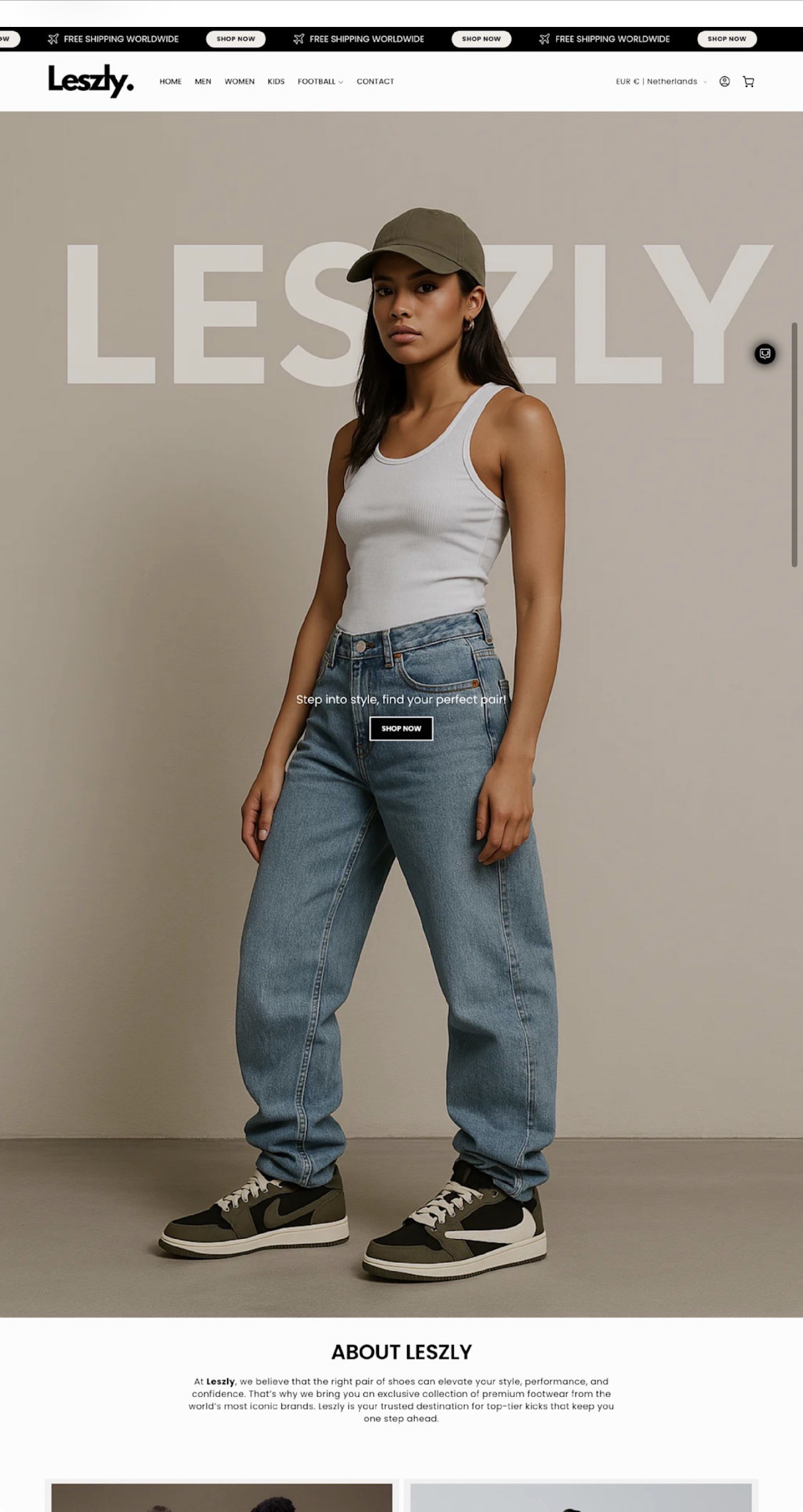Leszly fashion Shopify store shown on desktop and mobile